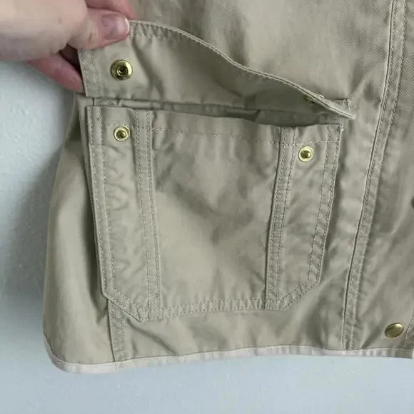 J.Crew | Women’s Beige Tan Khaki Medium Weight Jacket Zip Snap Pockets Size S - Picture 4 of 8